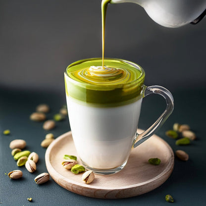 Latte met pistachio caramel sauce